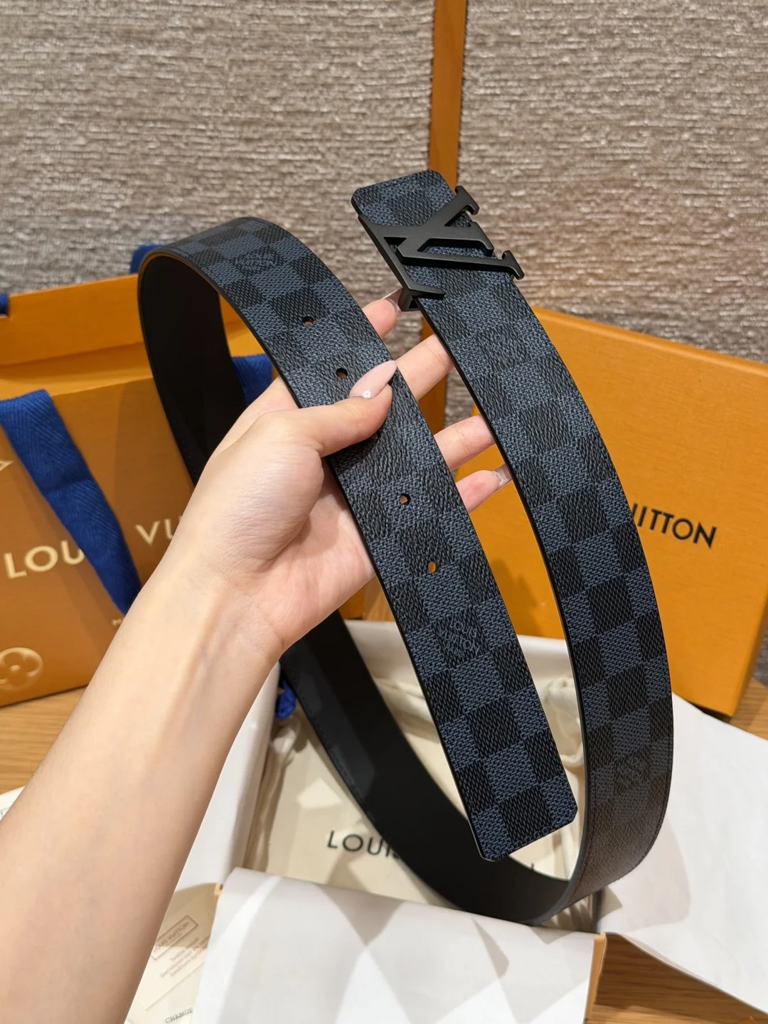 루이비통 다미에 그라피트 캔버스 리버시블 벨트 상세 이미지 6