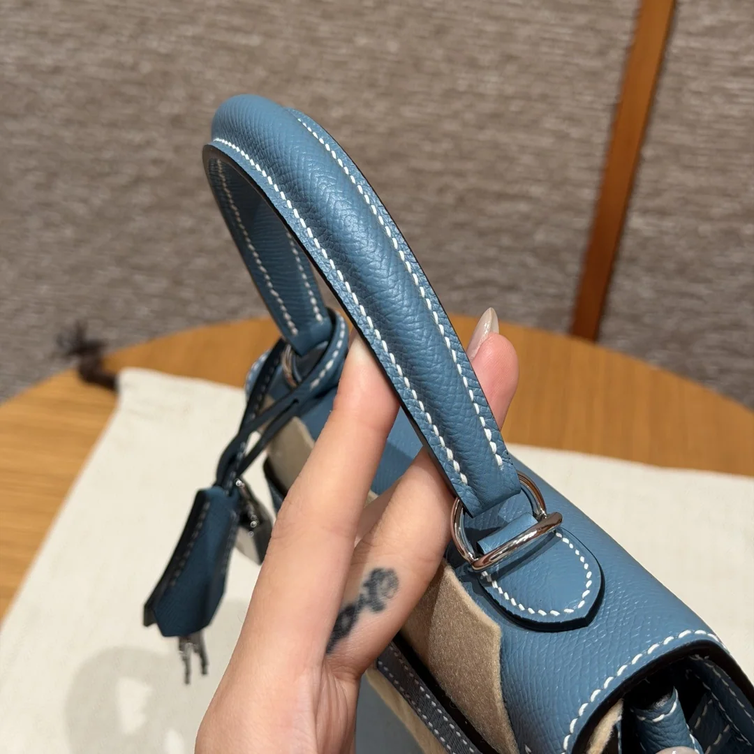 에르메스 켈리백 25 블루 실버 하드웨어 상세 이미지 6