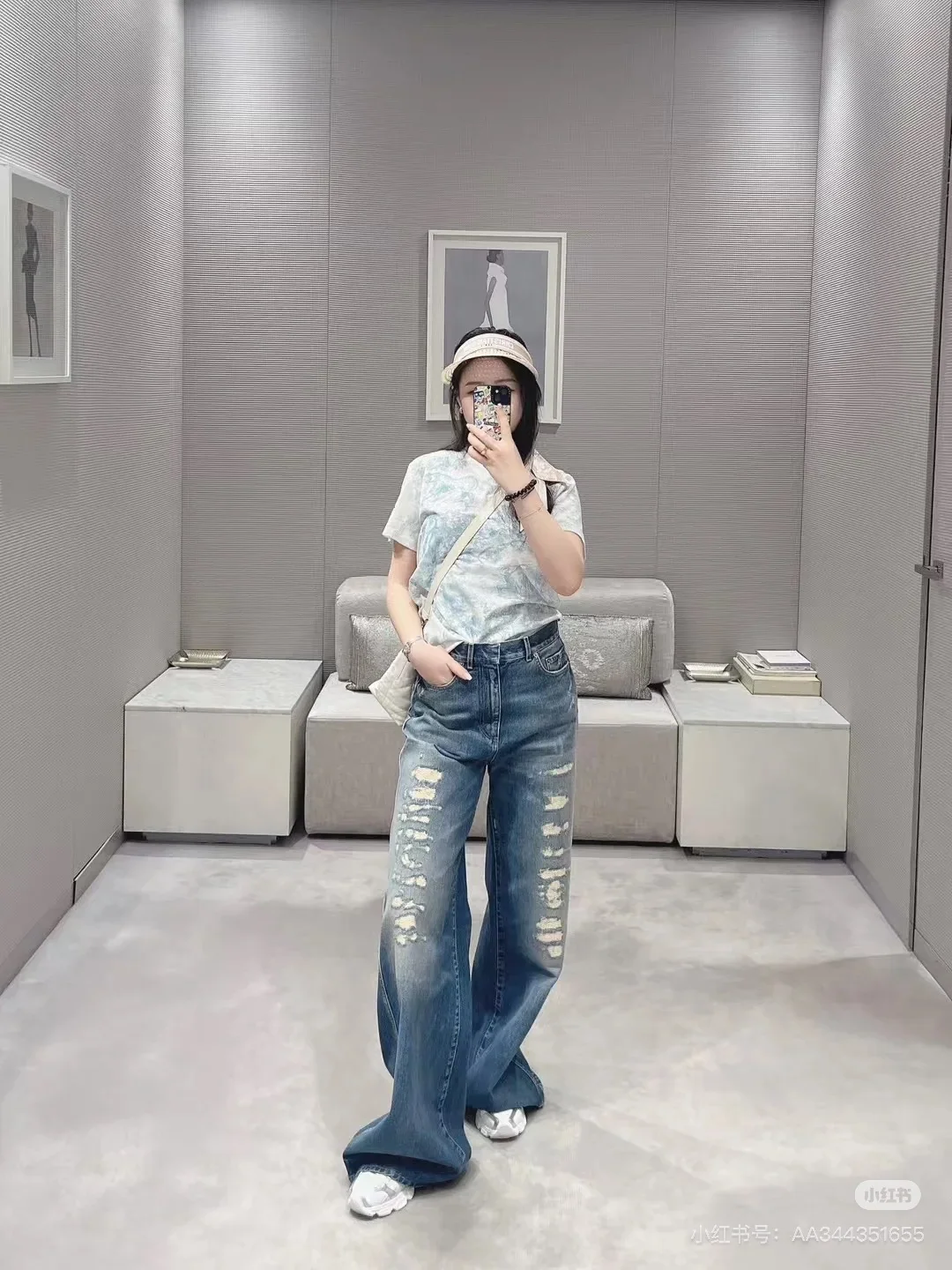 디올 다미지 가공 와이드 레그 데님 바지 25 SS 상세 이미지 5