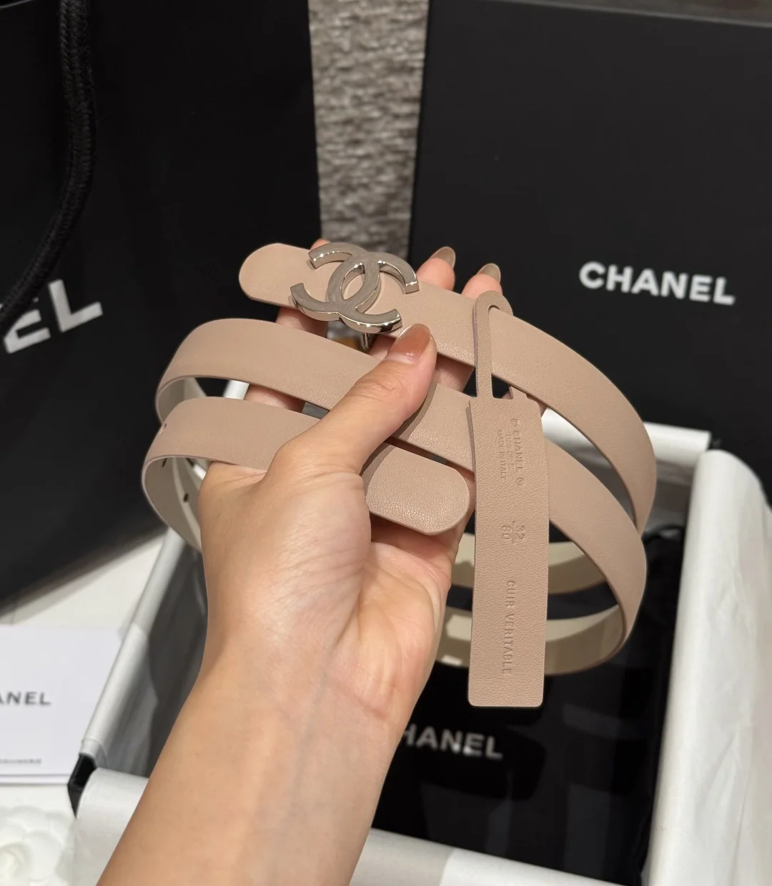 샤넬 타임리스 클래식 더블 C 양면 카프스킨 벨트 상세 이미지 2