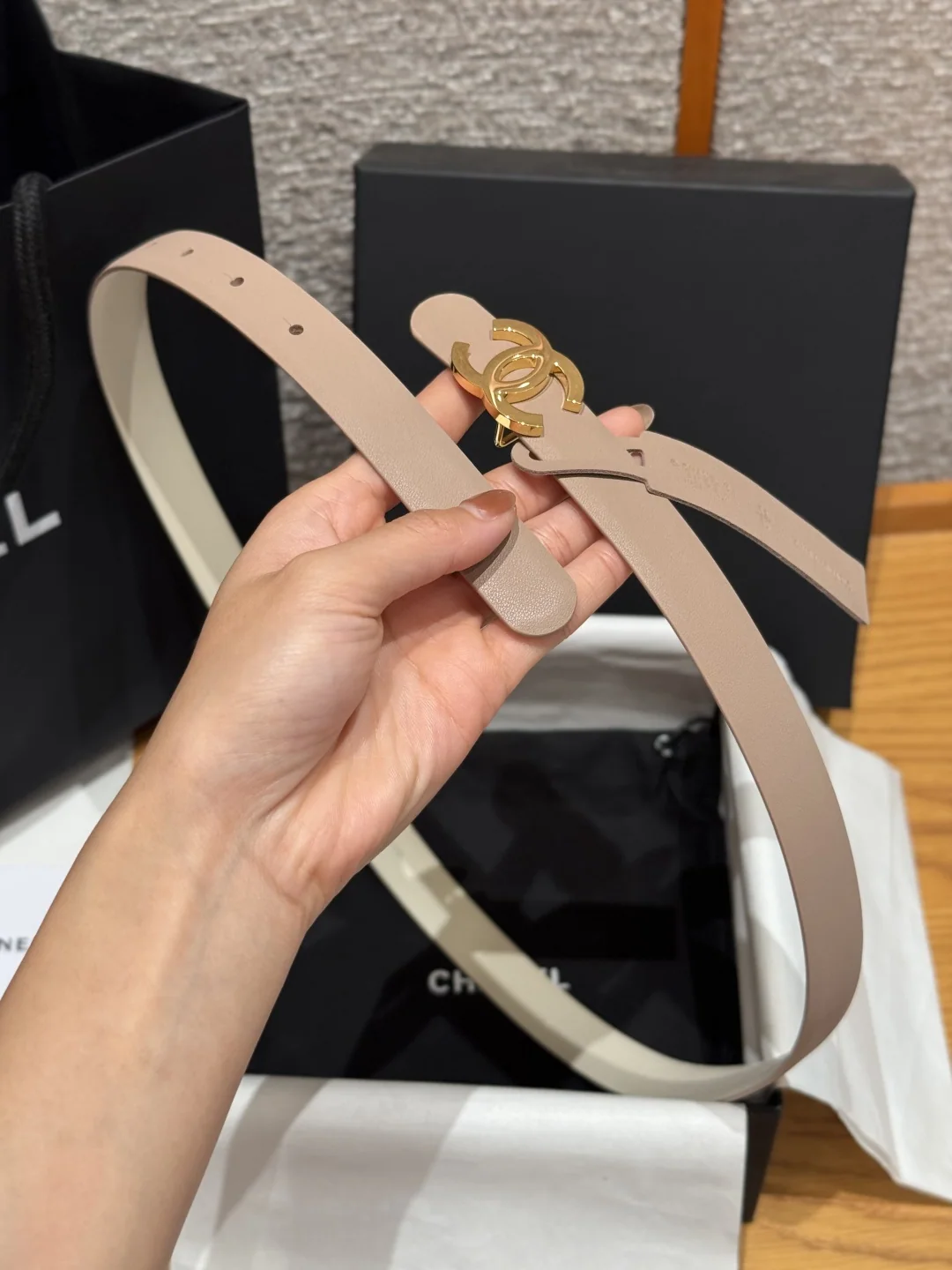 샤넬 더블 C 메탈 클라스 양면 카프스킨 벨트 상세 이미지 3