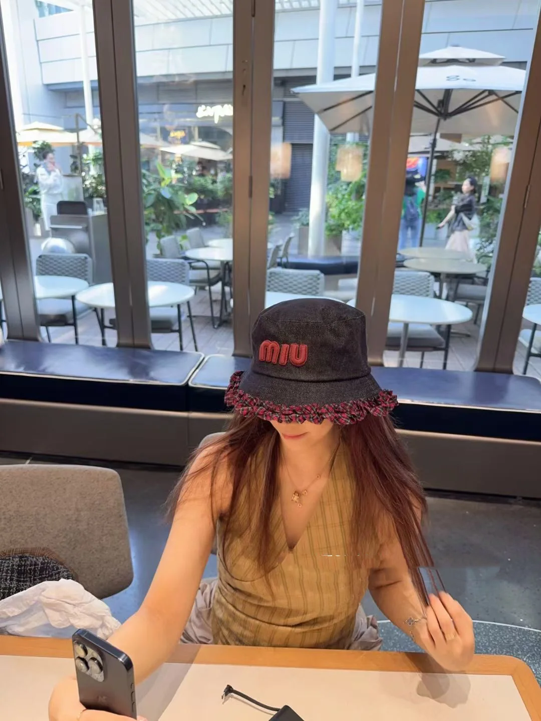 미우미우 데님 레이스 버킷햇 상세 이미지 3