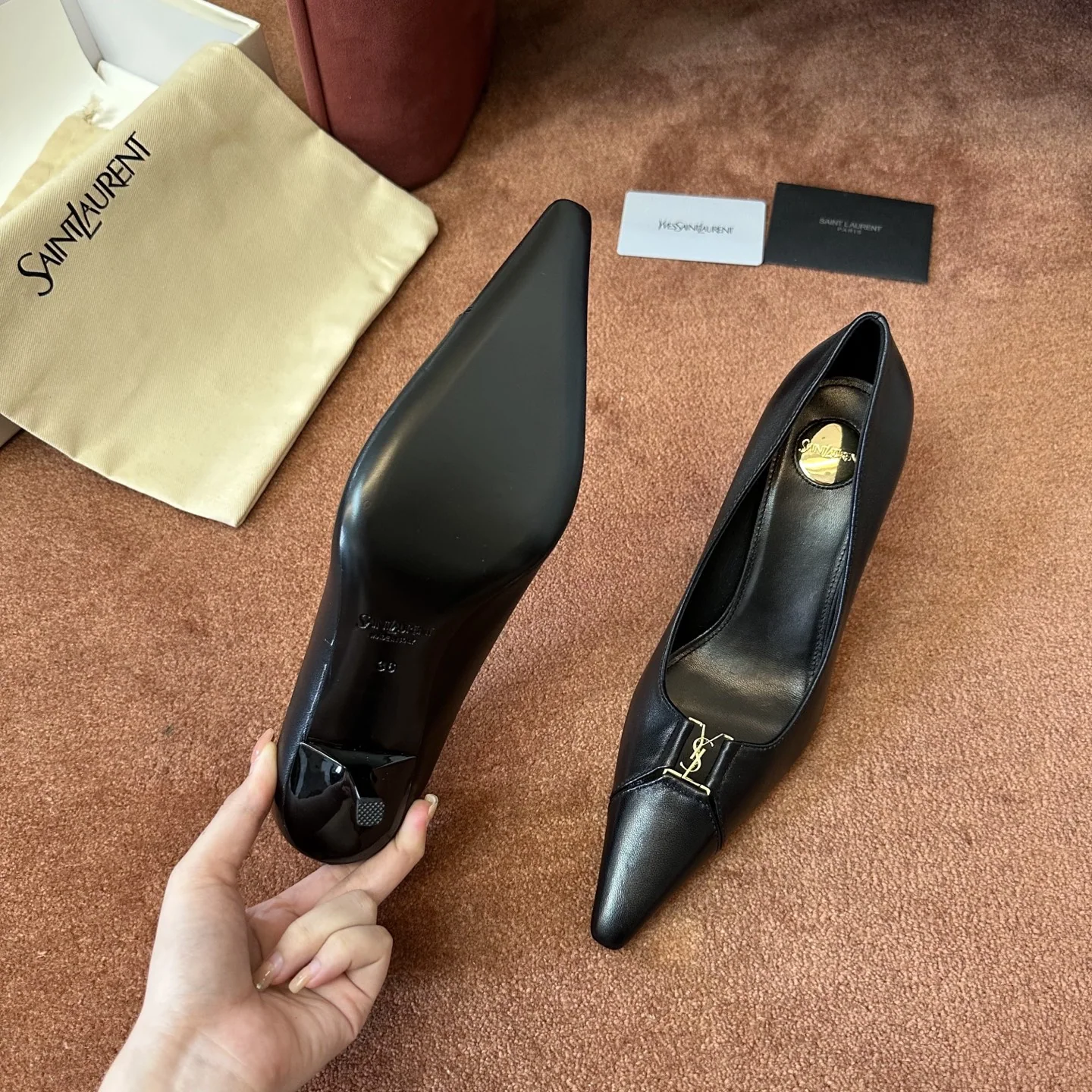 생로랑 YSL 앞코 덮인 플랫 뮬 상세 이미지 7