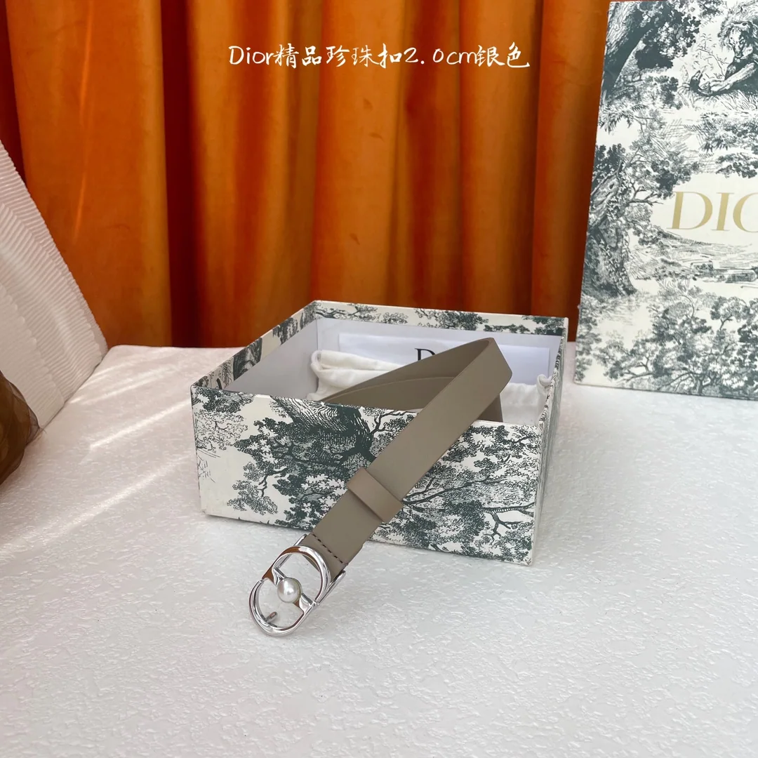 디올 진주 버클 가죽 벨트 상세 이미지 1