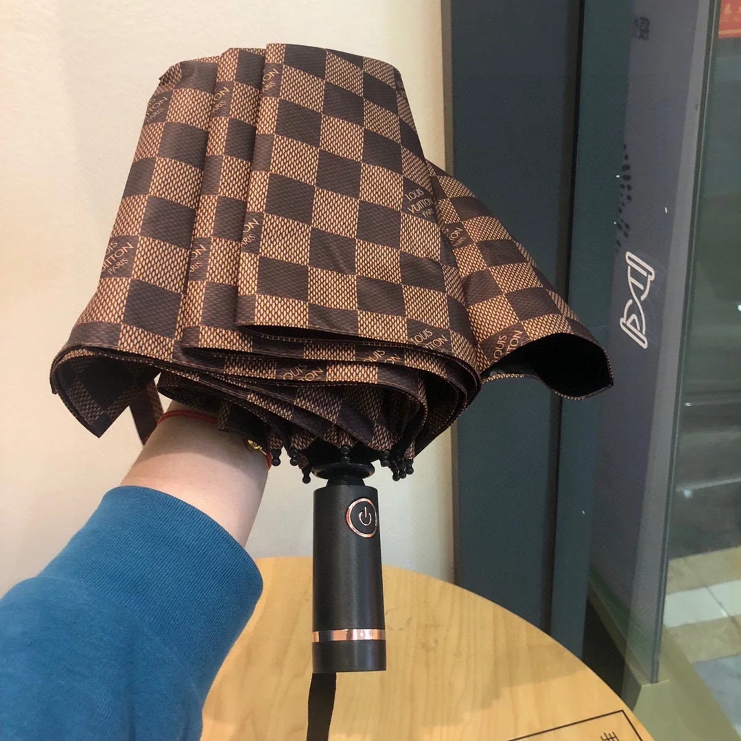 루이비통 커피 무늬 삼단 자동 접이식 우산 상세 이미지 6