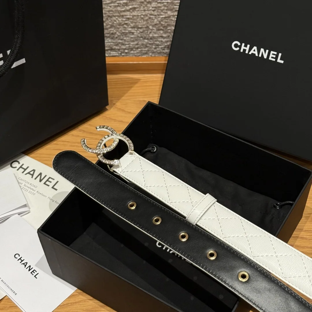 샤넬 더블 C 메탈 로고 램스킨 벨트 상세 이미지 5