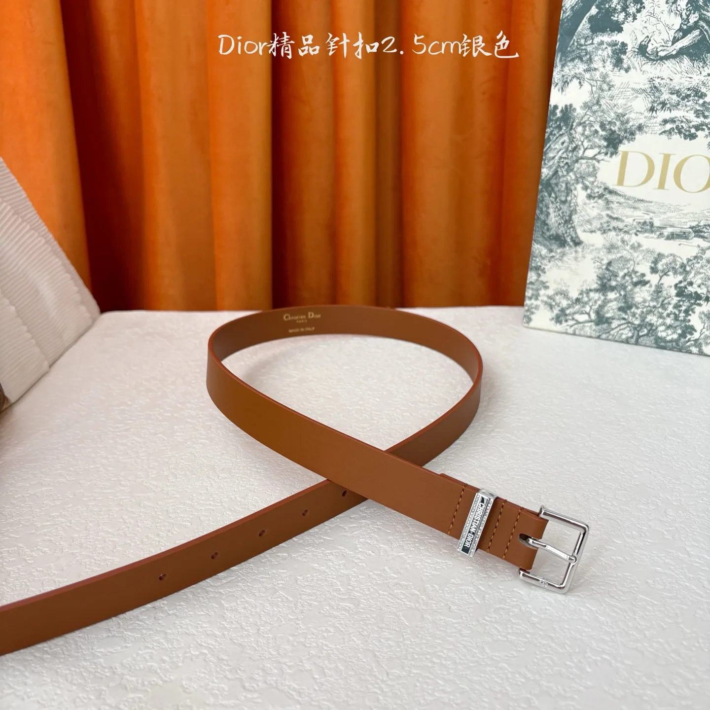 디올 CD 버클 블랙 송아지가죽 벨트 상세 이미지 3