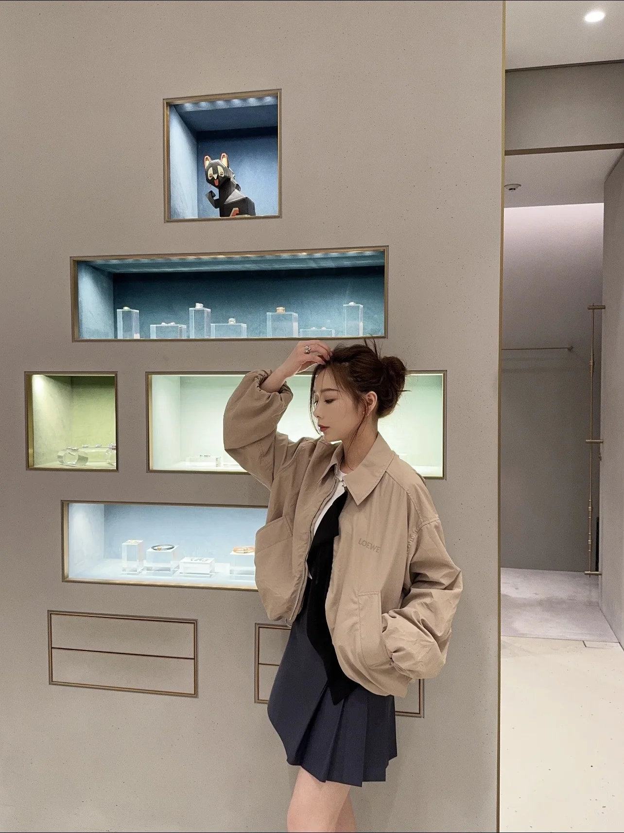 로에베 패치워크 카키 여성 자켓 상세 이미지 7
