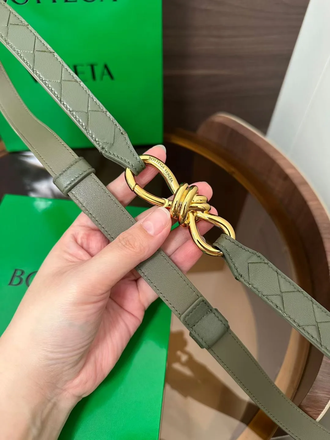 보테가베네타 인트레치오 그린 여성용 벨트 상세 이미지 6