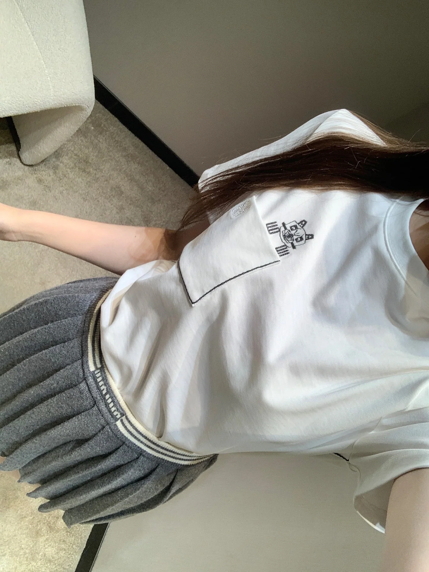 루이비통 자수 오버핏 코튼 반팔 티셔츠 5917 상세 이미지 5