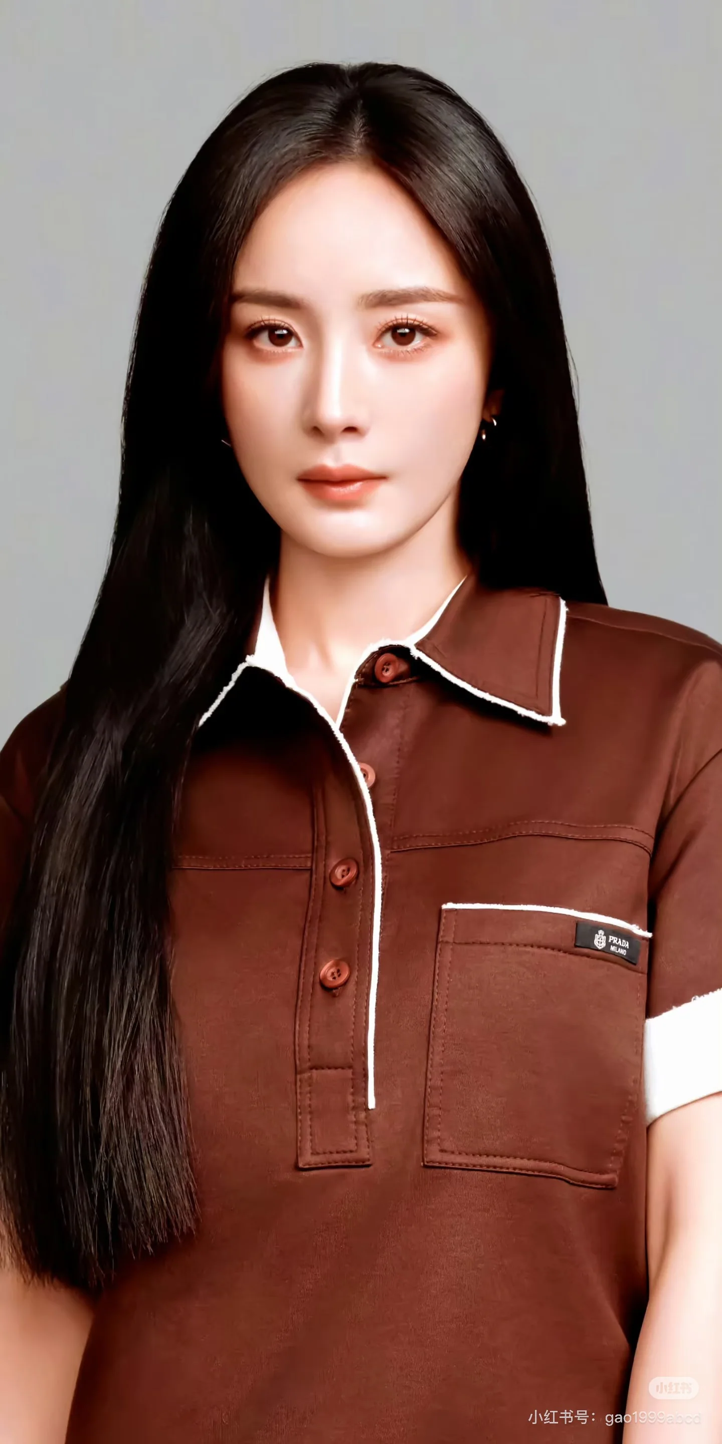 프라다 컬러 블록 프릴 카라 반팔 티셔츠 상세 이미지 1