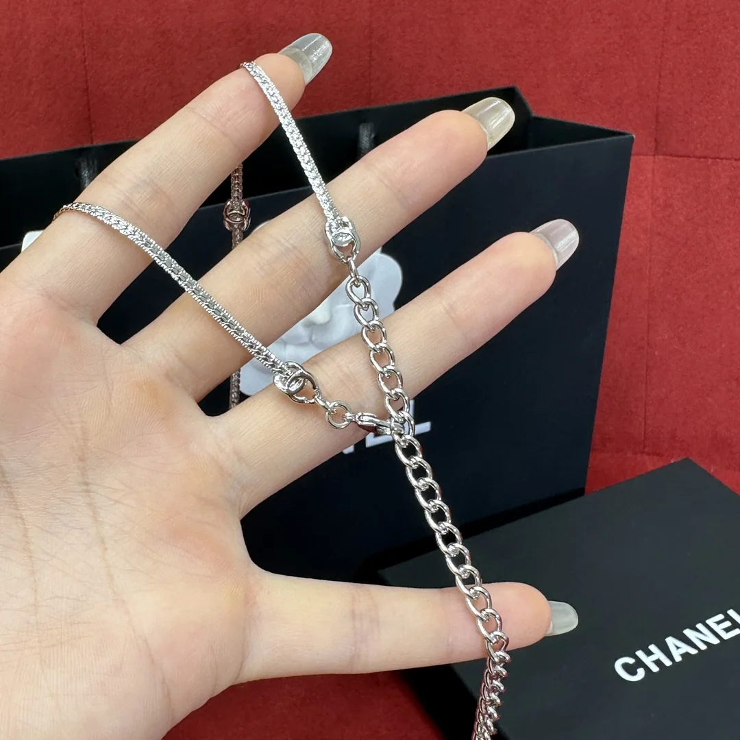 샤넬 스네이크본 체인 더블 C 목걸이 상세 이미지 3