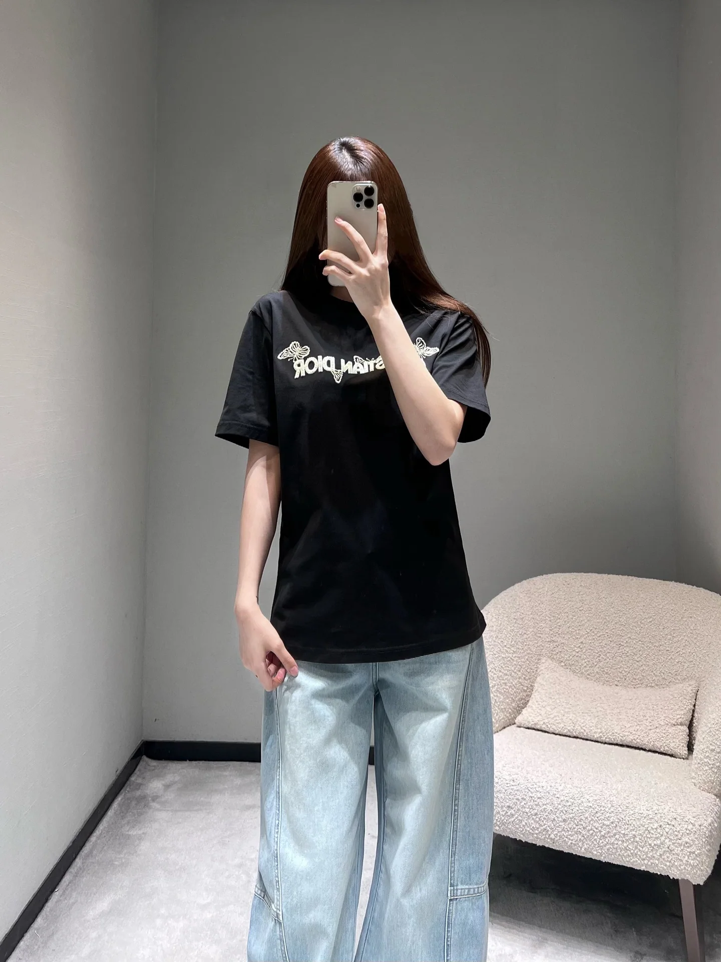 디올 나비 자수 반팔 티셔츠 26 SS 상세 이미지 7