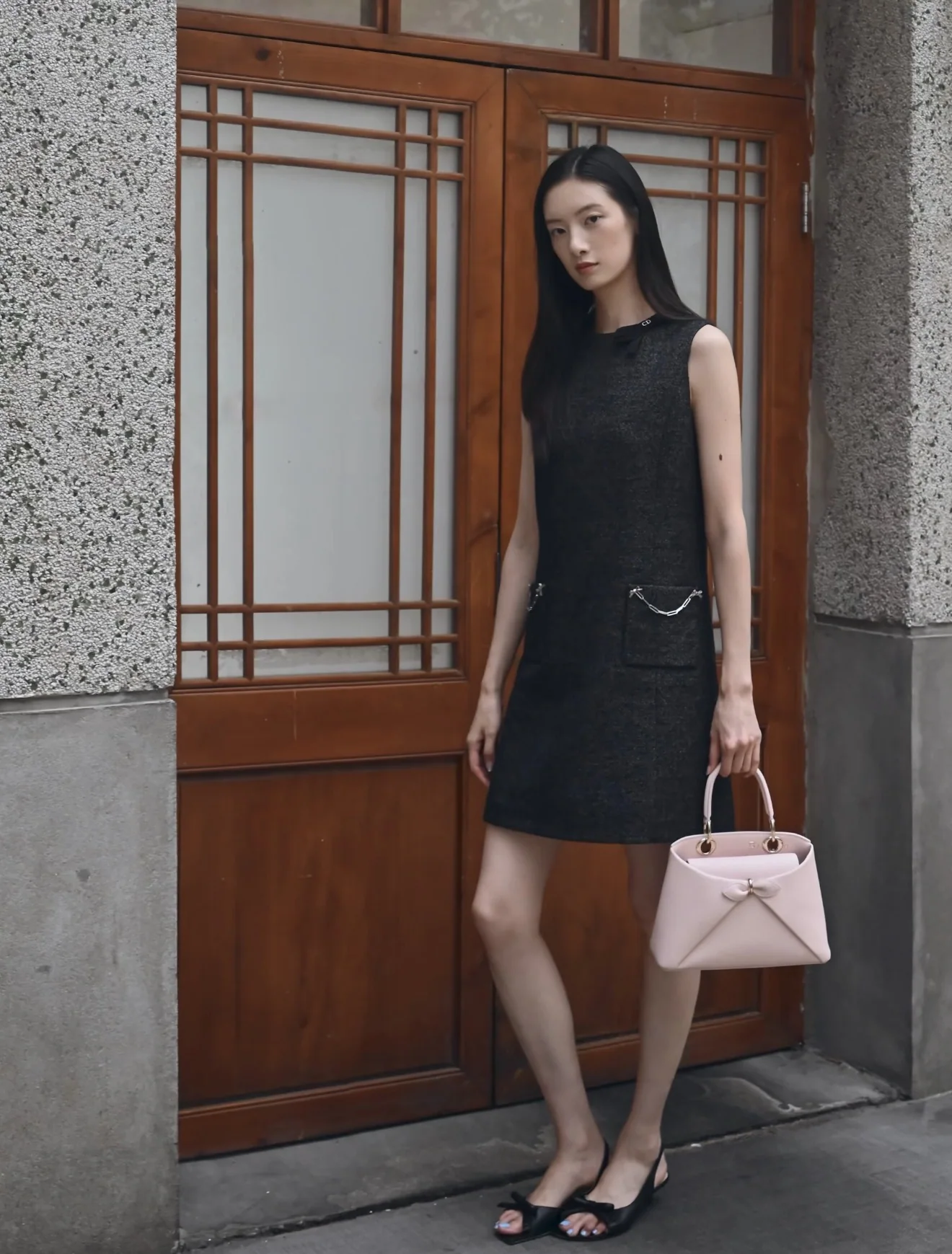 디올 플라워 프린트 그레이 노슬리브 A라인 원피스 157138