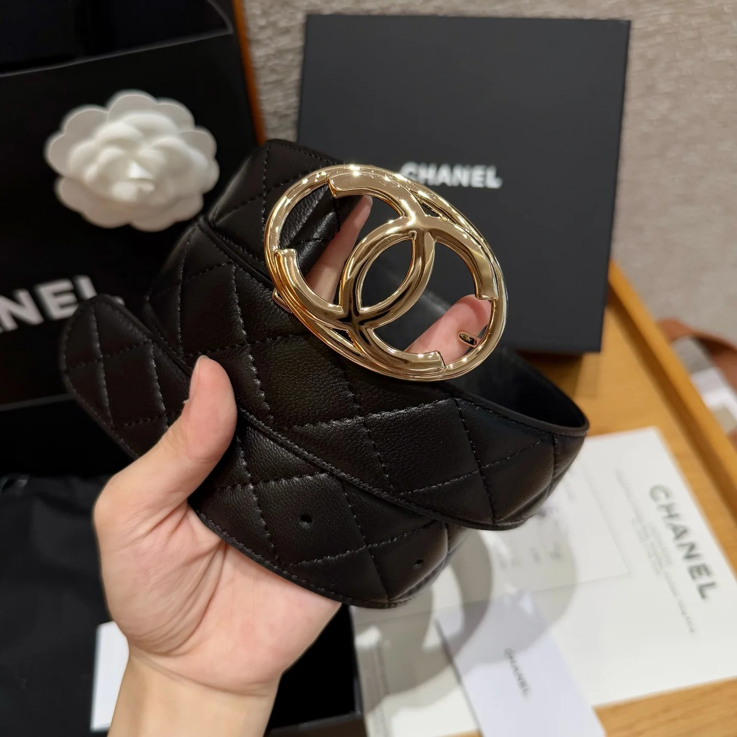 샤넬 라운드 다이아몬드 패턴 여성용 벨트 상세 이미지 2