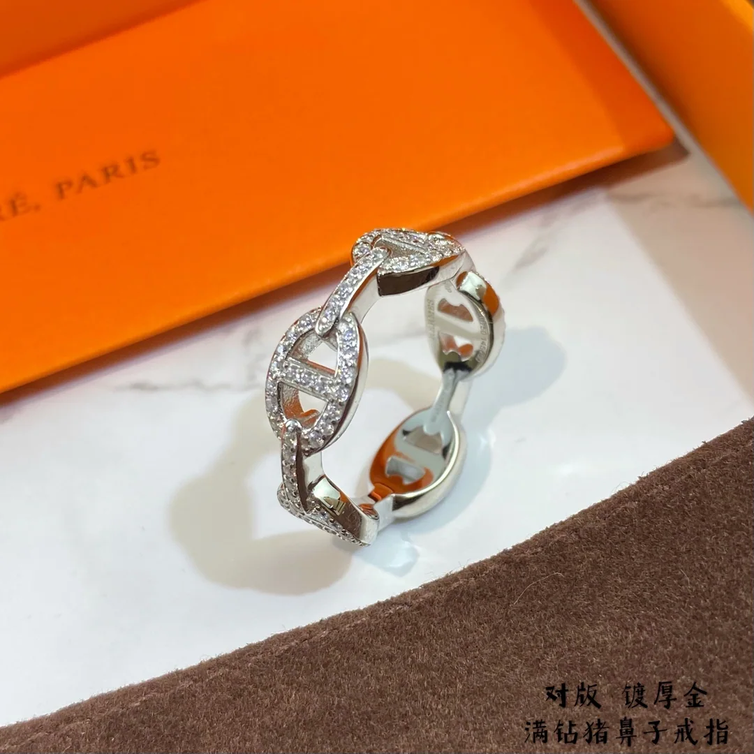 에르메스 돼지코 스털링 실버 반지 상세 이미지 5