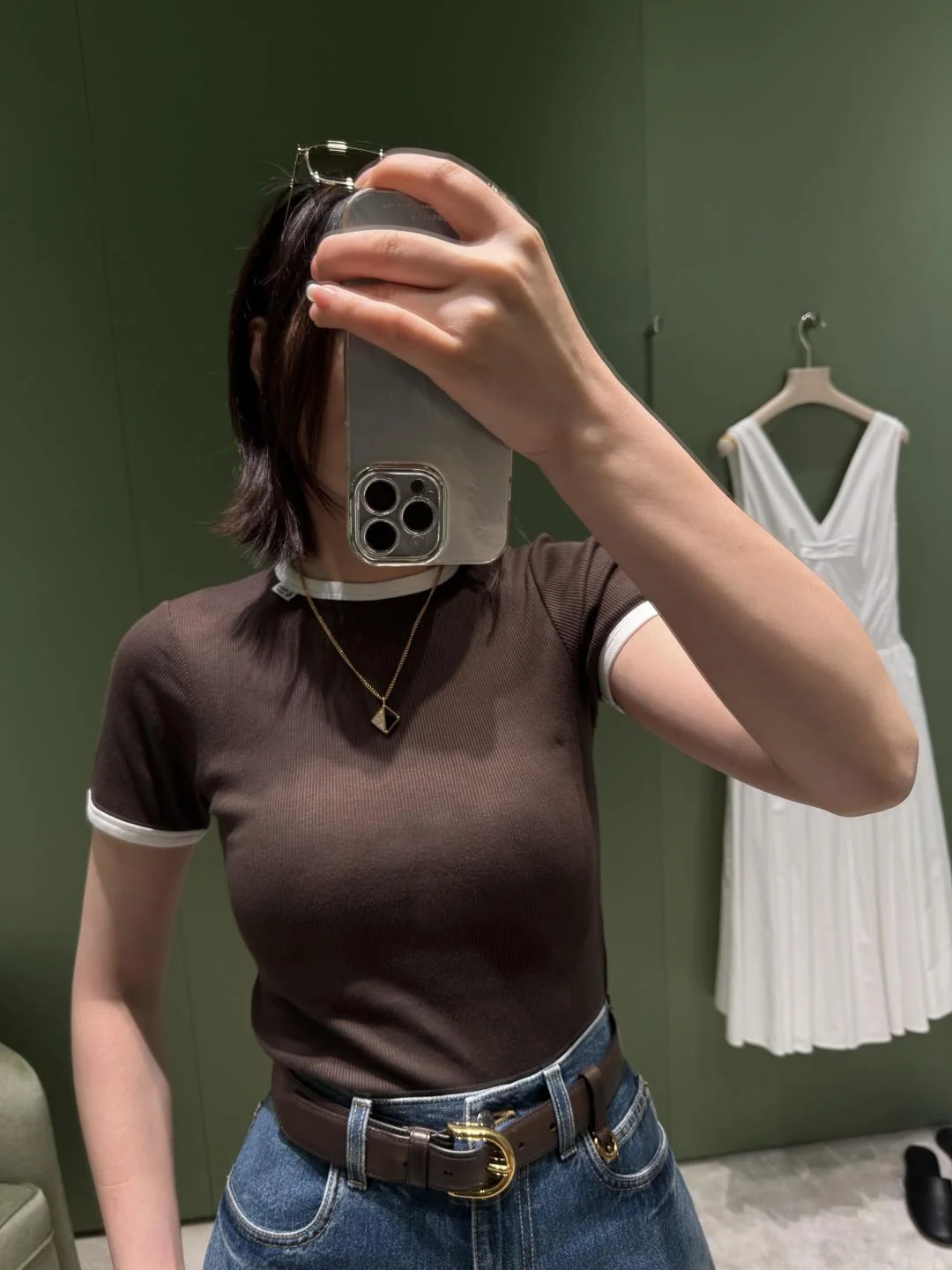 프라다 컬러 블록 립 짜임 여성 반팔 티셔츠 상세 이미지 6