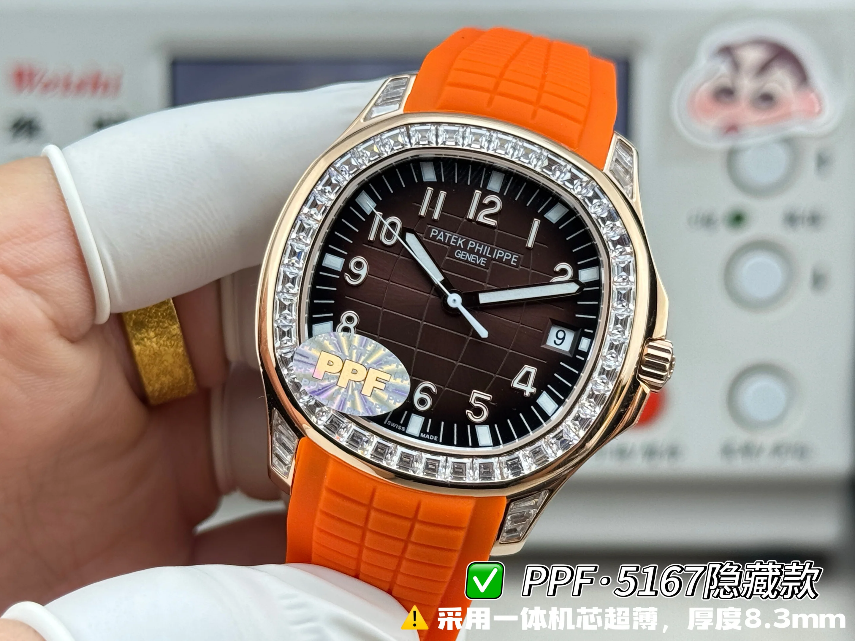 파텍필립 아쿠아넛 5167 다이아 자동 초박형 그레이 다이얼 PPF 공장 레플리카 44204 Patek Philippe 상세 이미지 12
