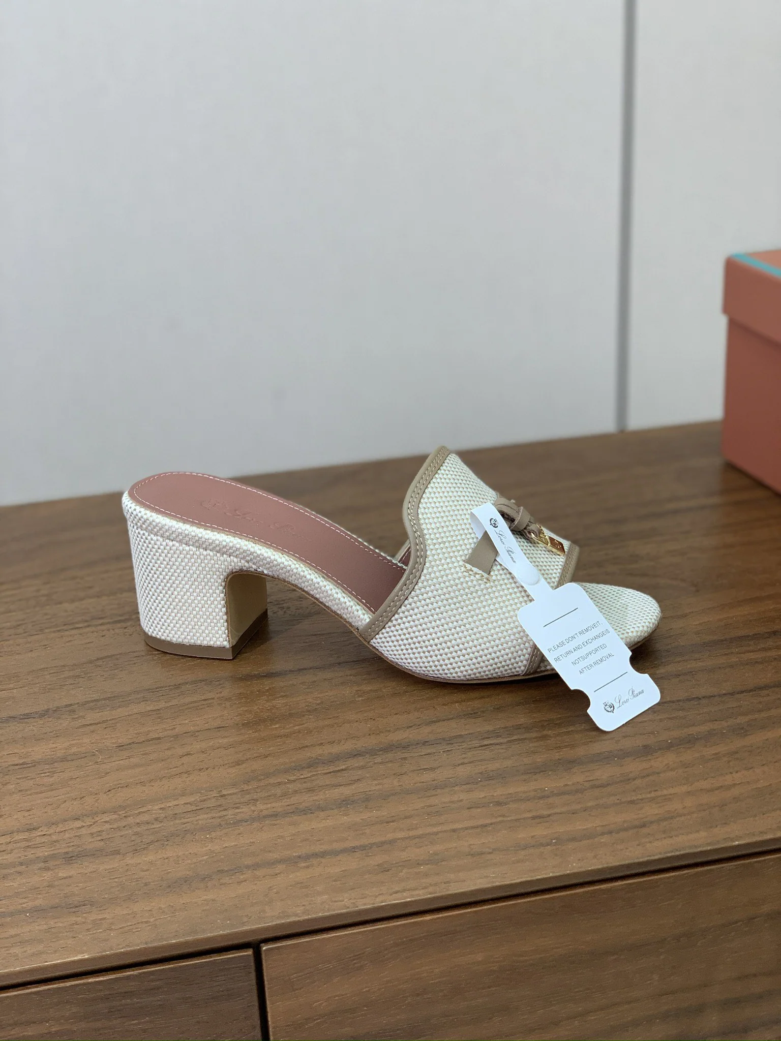 로로피아나 컬러 블록 미드힐 뮬 샌들 상세 이미지 6