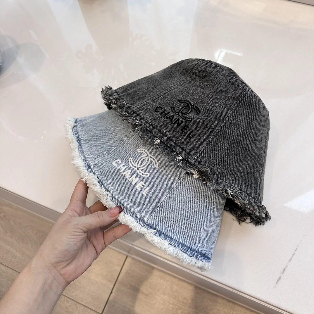 샤넬 워시드 데님 프린지 버킷햇 상세 이미지 9
