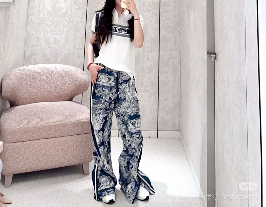 디올 자카드 방풍 여성 바지 상세 이미지 2