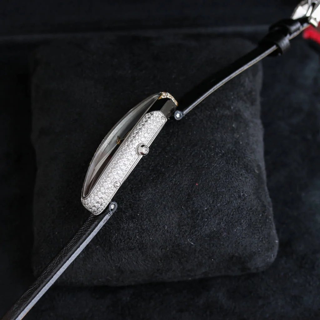 까르띠에 바뇨아르 사파이어 글라스 블루 블랙 스틸밴드 미디움 레플리카 42845 Cartier 상세 이미지 4
