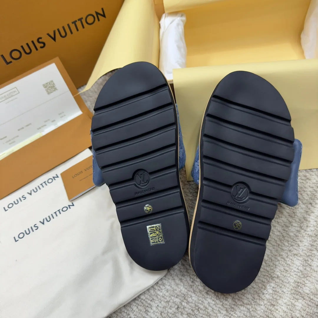 루이비통 LV 24 데님 벨크로 플랫폼 슬리퍼 상세 이미지 7