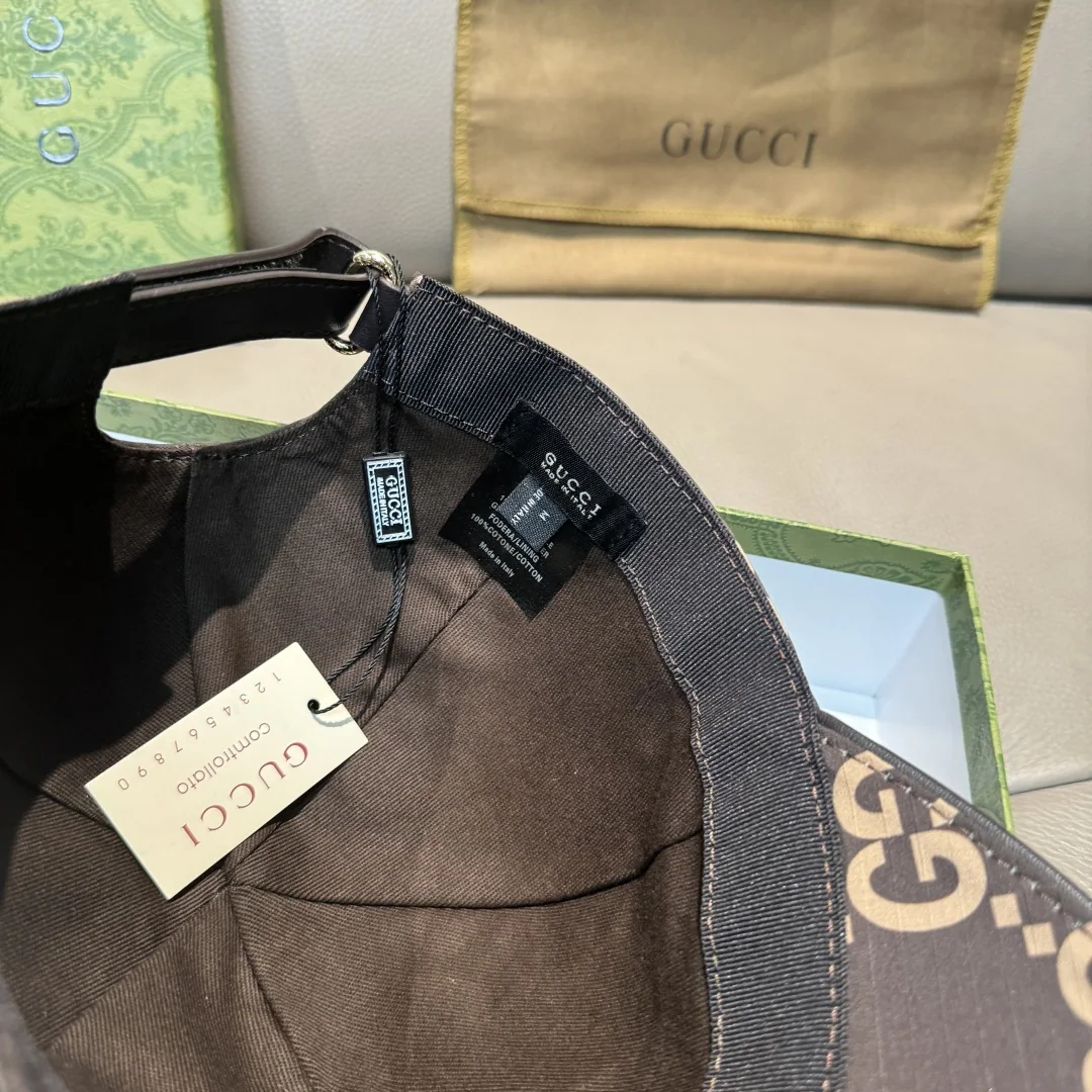 구찌 더블 G 로고 캔버스 가죽 캡 상세 이미지 8