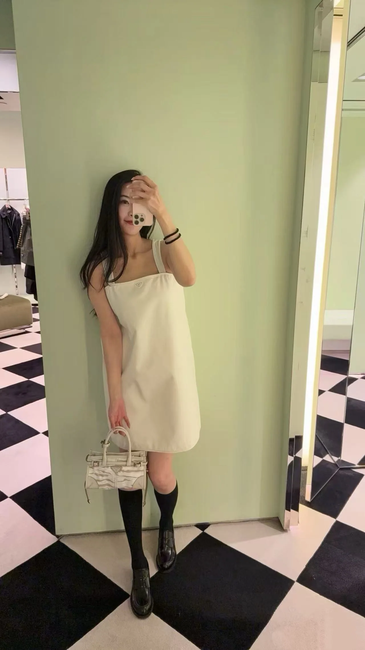 프라다 화이트 워시 데님 A라인 원피스 상세 이미지 2