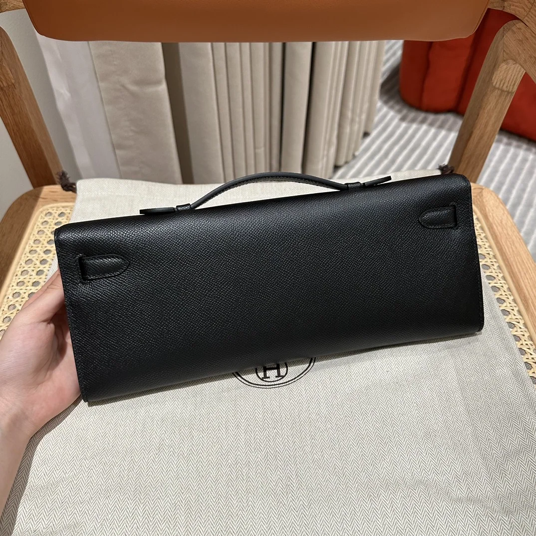 에르메스 켈리 클러치백 블랙 앱송 가죽 골드 장식 31 CM 상세 이미지 2