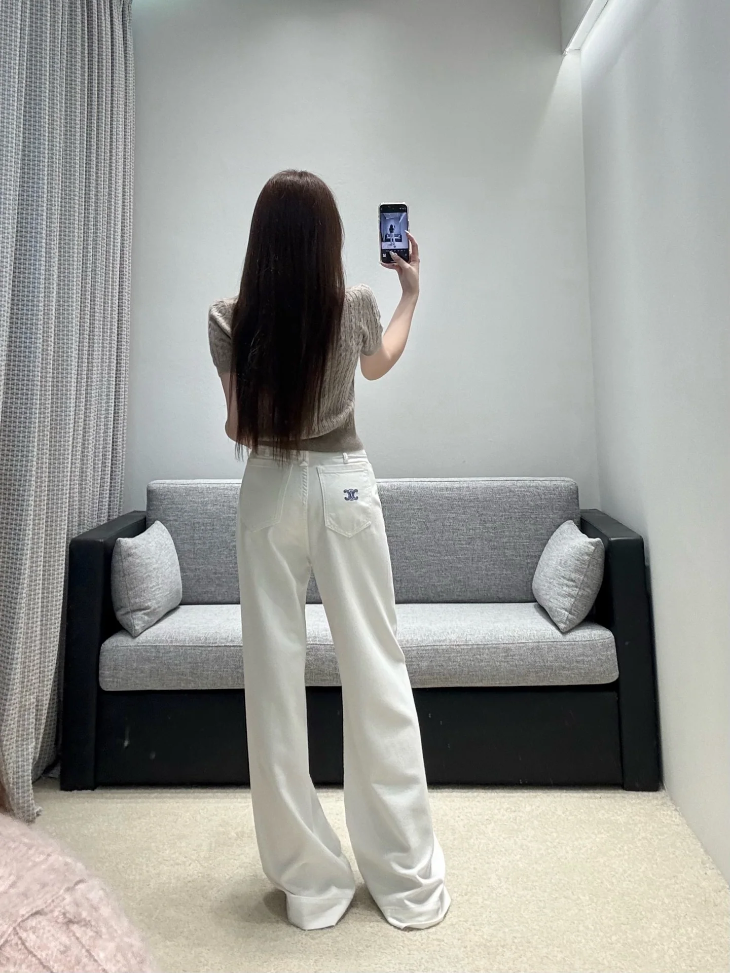 셀린느 와이드 레그 하이웨이스트 여성 바지 상세 이미지 7