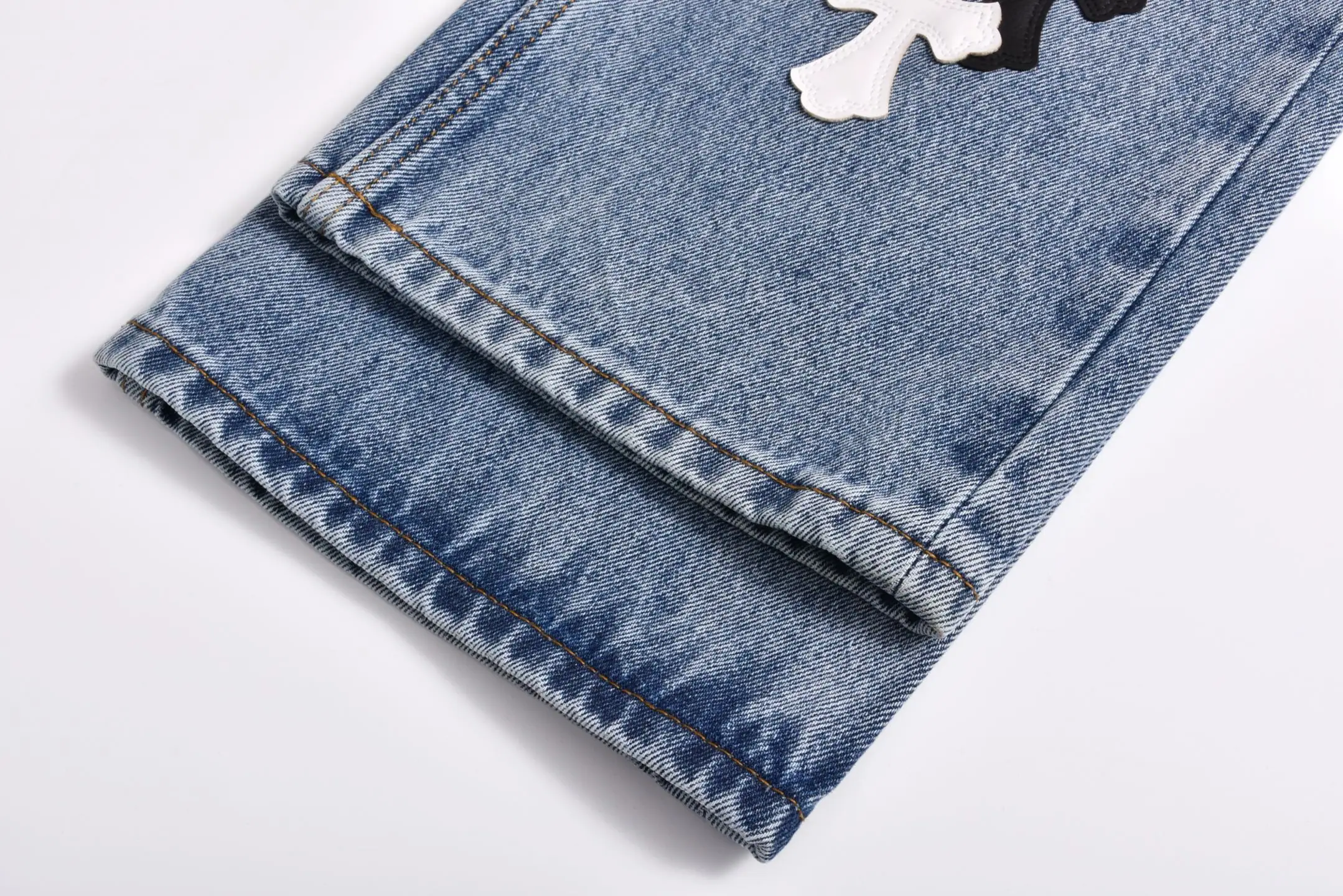 크롬하츠 블랙 앤 화이트 패치워크 가죽 진 남성 바지 P350 상세 이미지 5