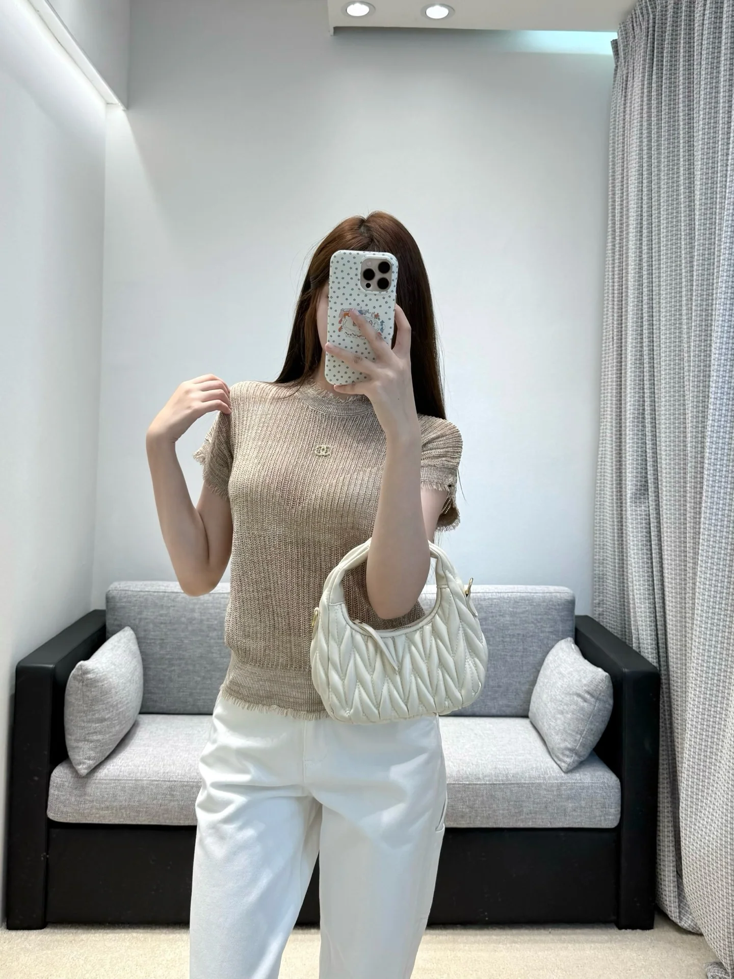 샤넬 프린지 니트 여성 반팔 스웨터 상세 이미지 7