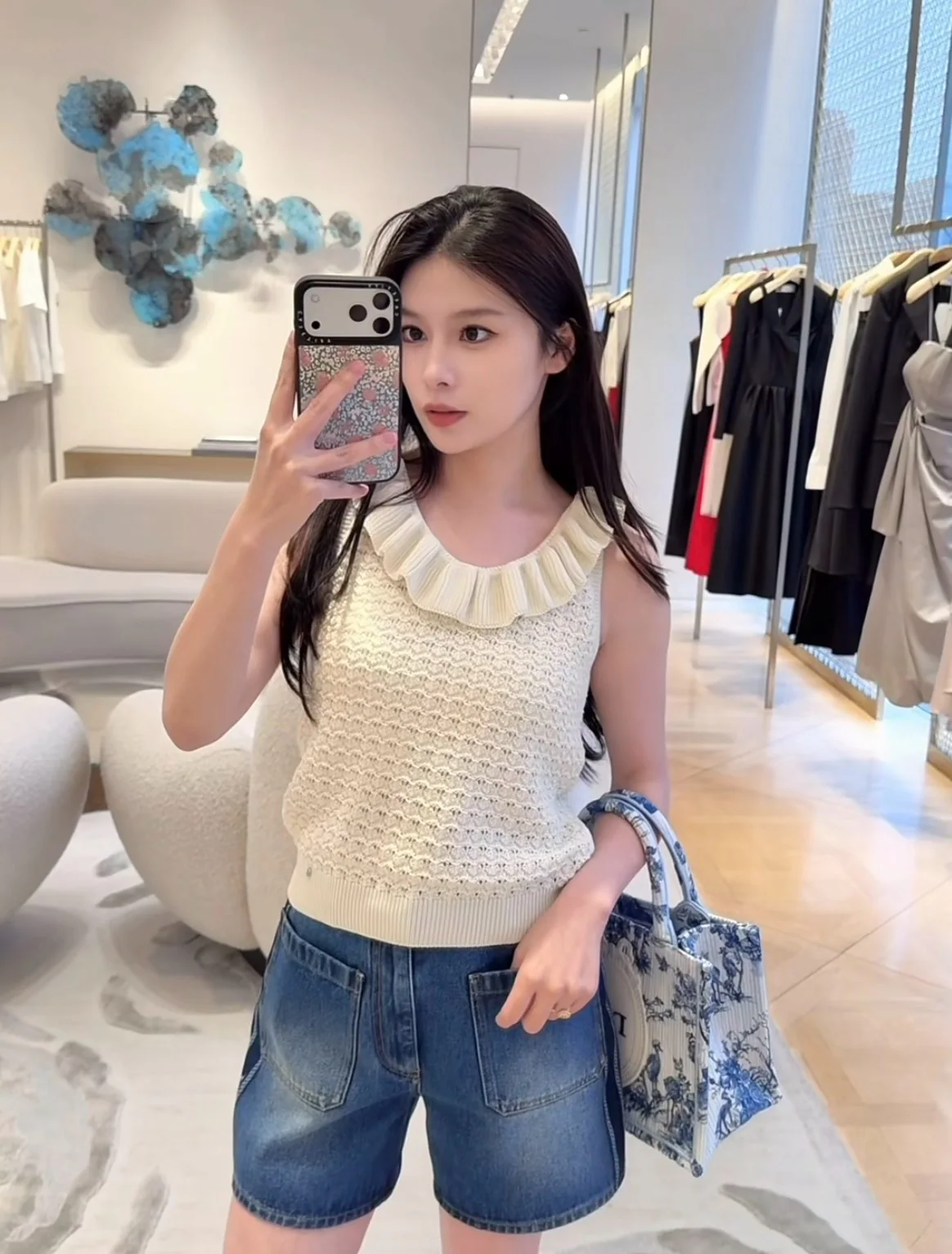 디올 워시 가공 반바지 여성용 상세 이미지 1