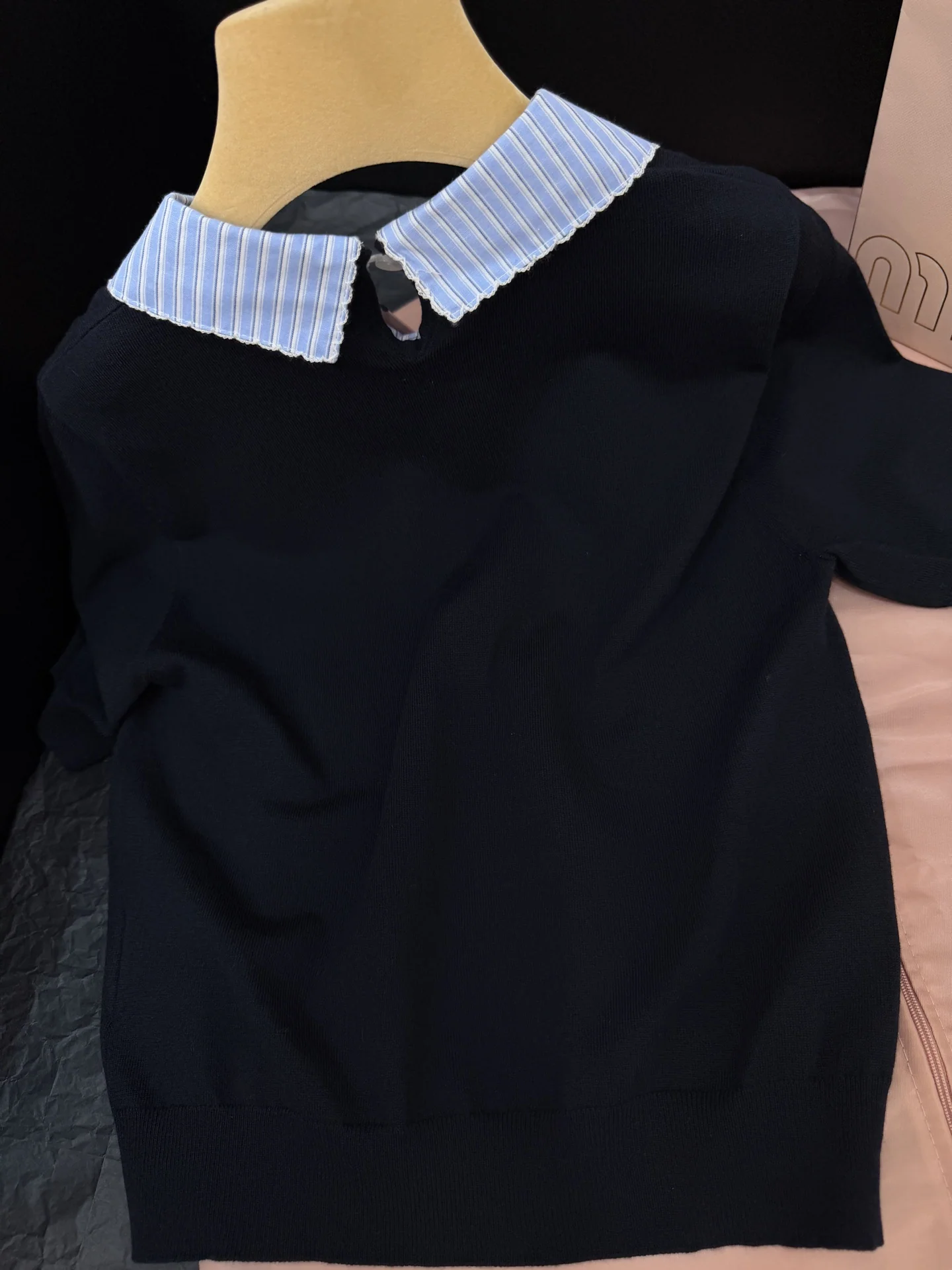 미우미우 피터팬 카라 반팔 탑 상세 이미지 9