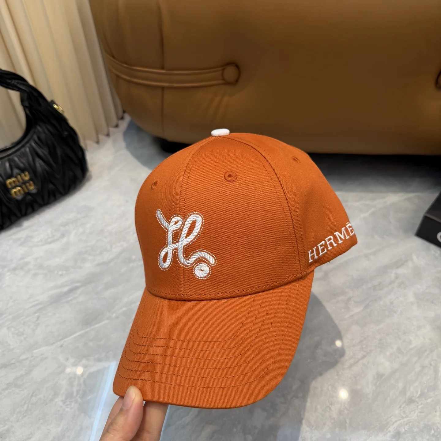 에르메스 컬러 블록 베이스볼 캡 상세 이미지 6