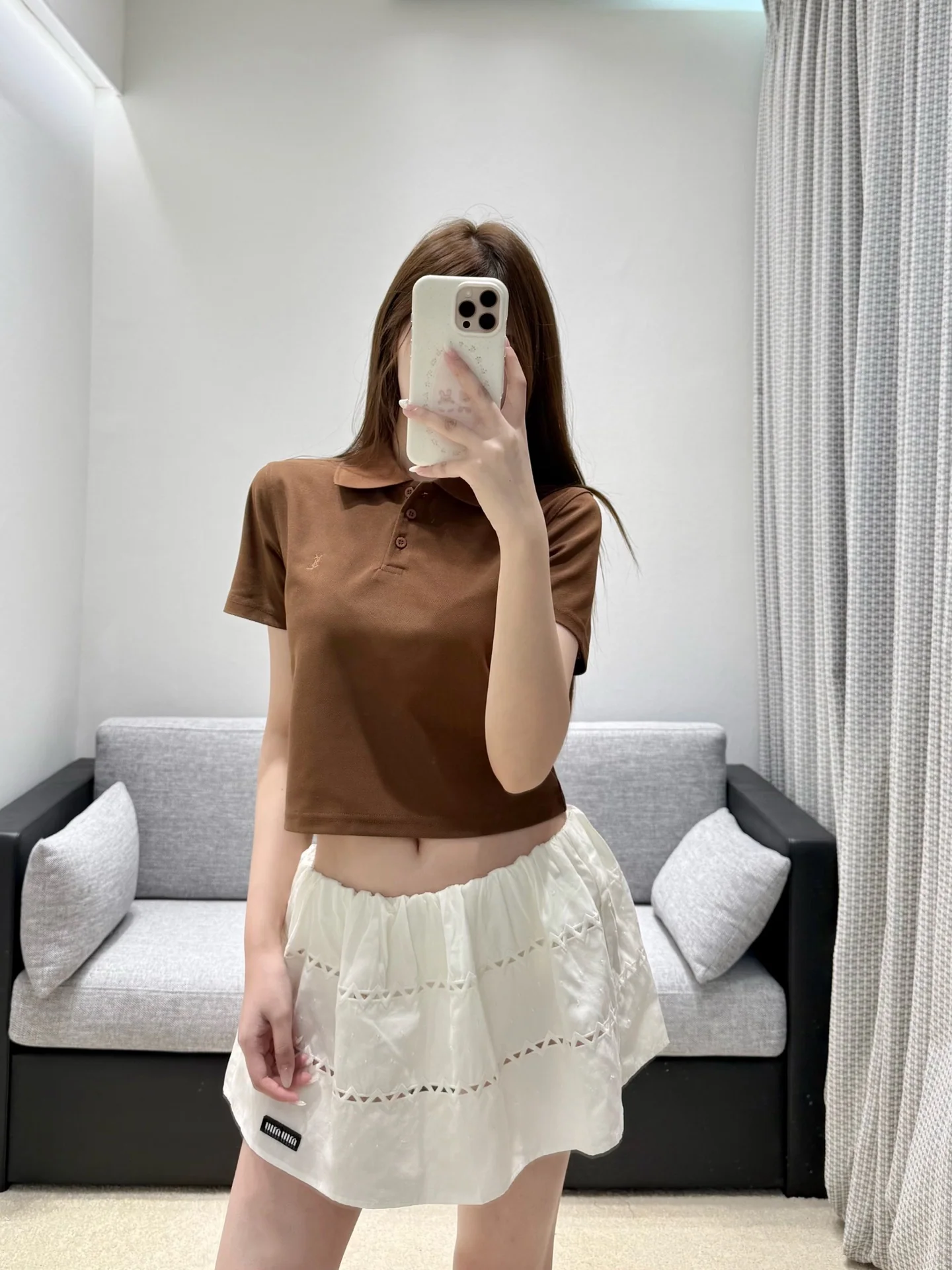 생로랑 여성 반팔 피케 코튼 카라 티셔츠 상세 이미지 9