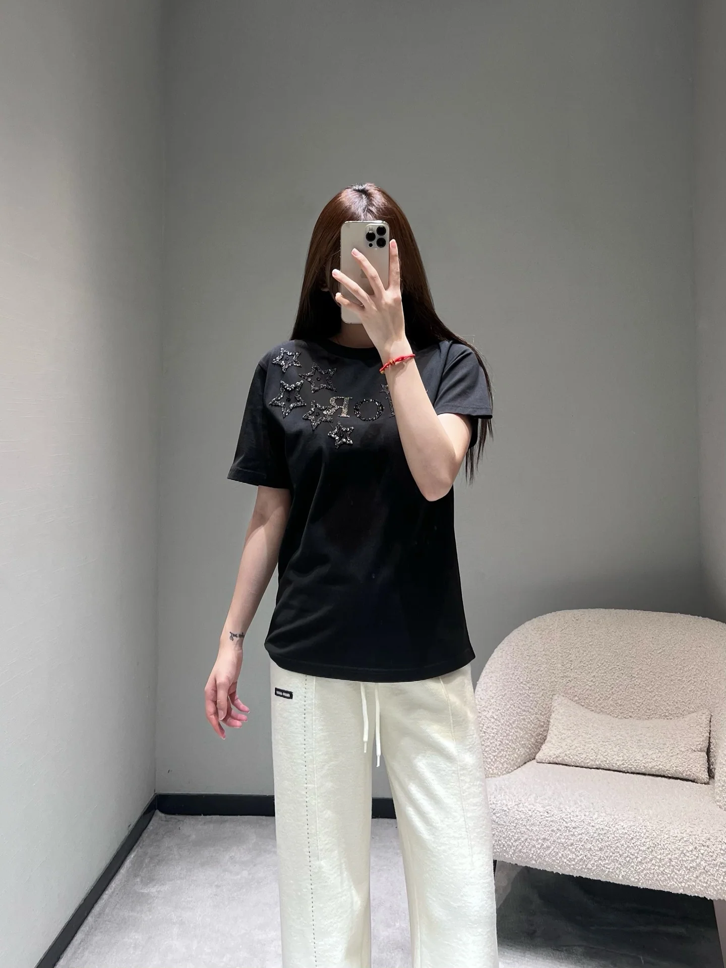 디올 CD 스타 장식 별 반팔 티셔츠 2026 SS 상세 이미지 7
