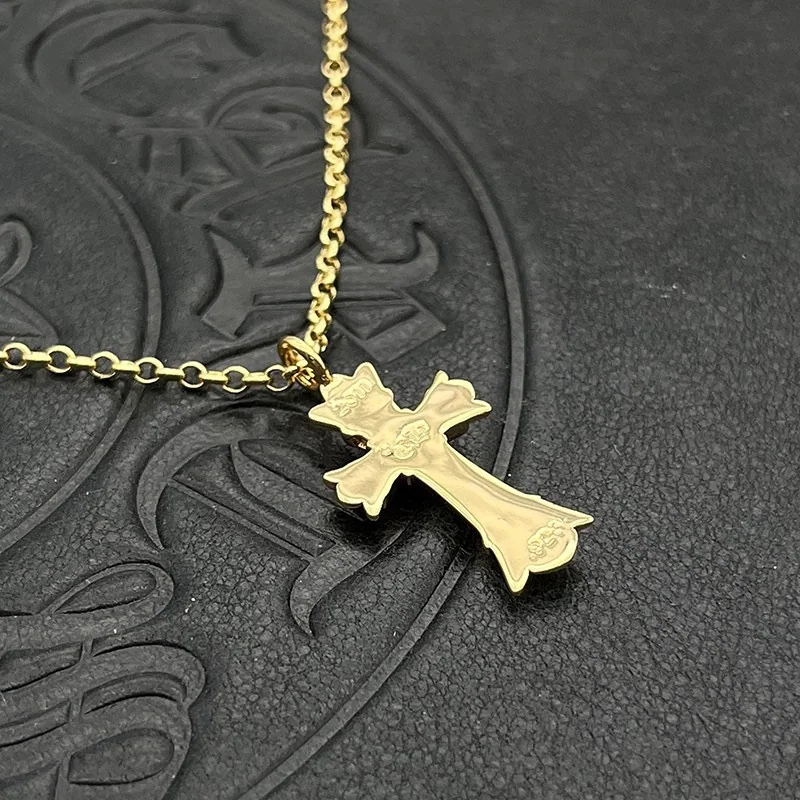 크롬하츠 22K 골드 더블 레이어 크로스 목걸이 CX101 상세 이미지 3
