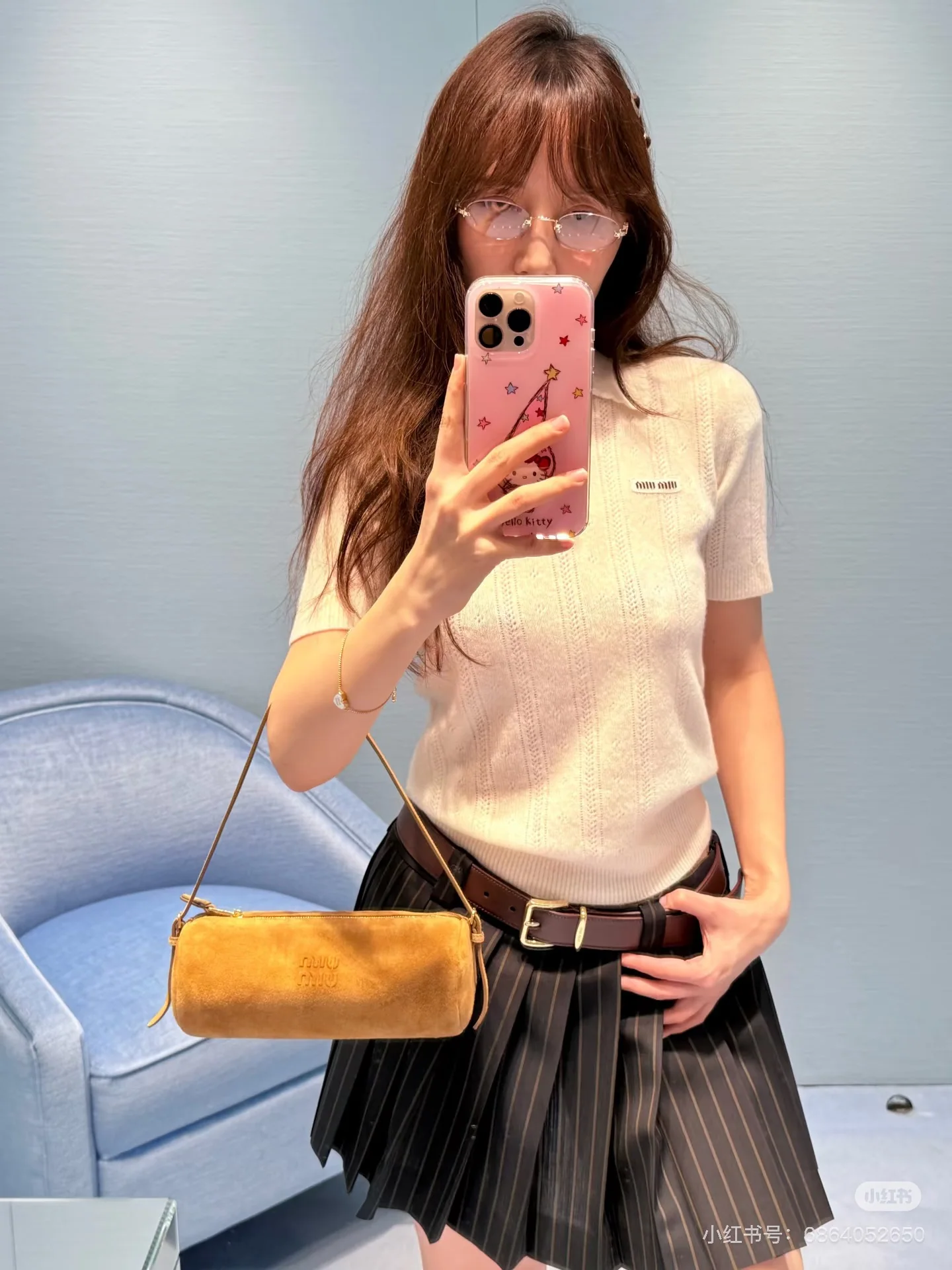 미우미우 여성 반팔 26 FW 캐시미어 상세 이미지 8