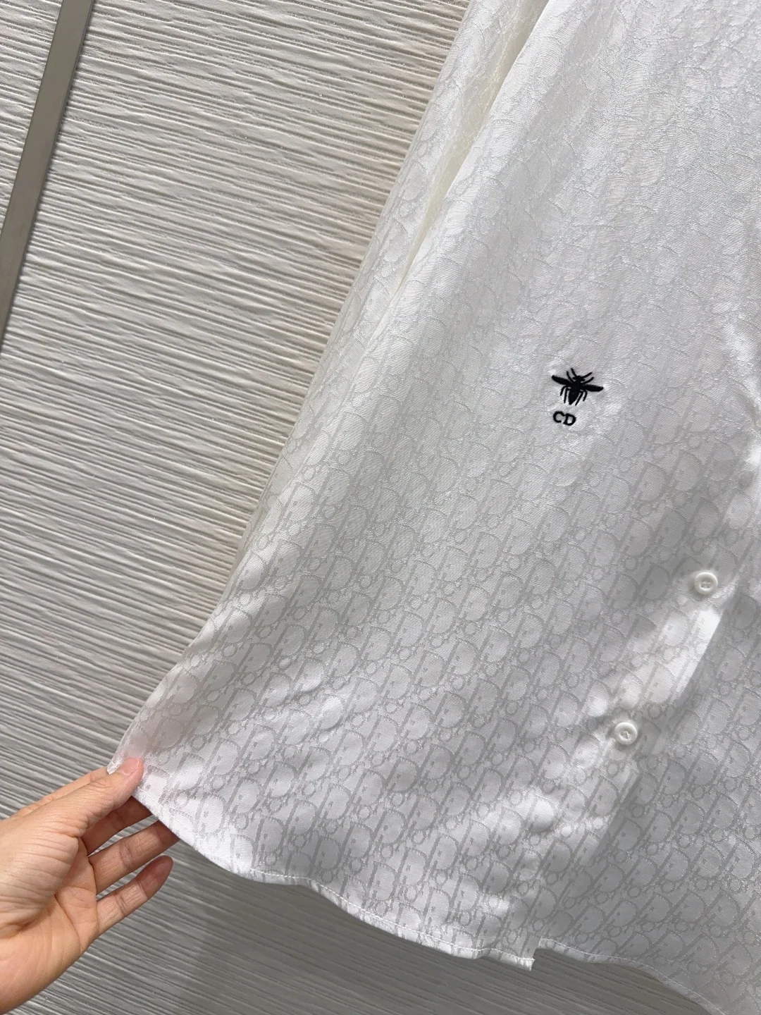디올 레이온 자카드 자수 셔츠 상세 이미지 5