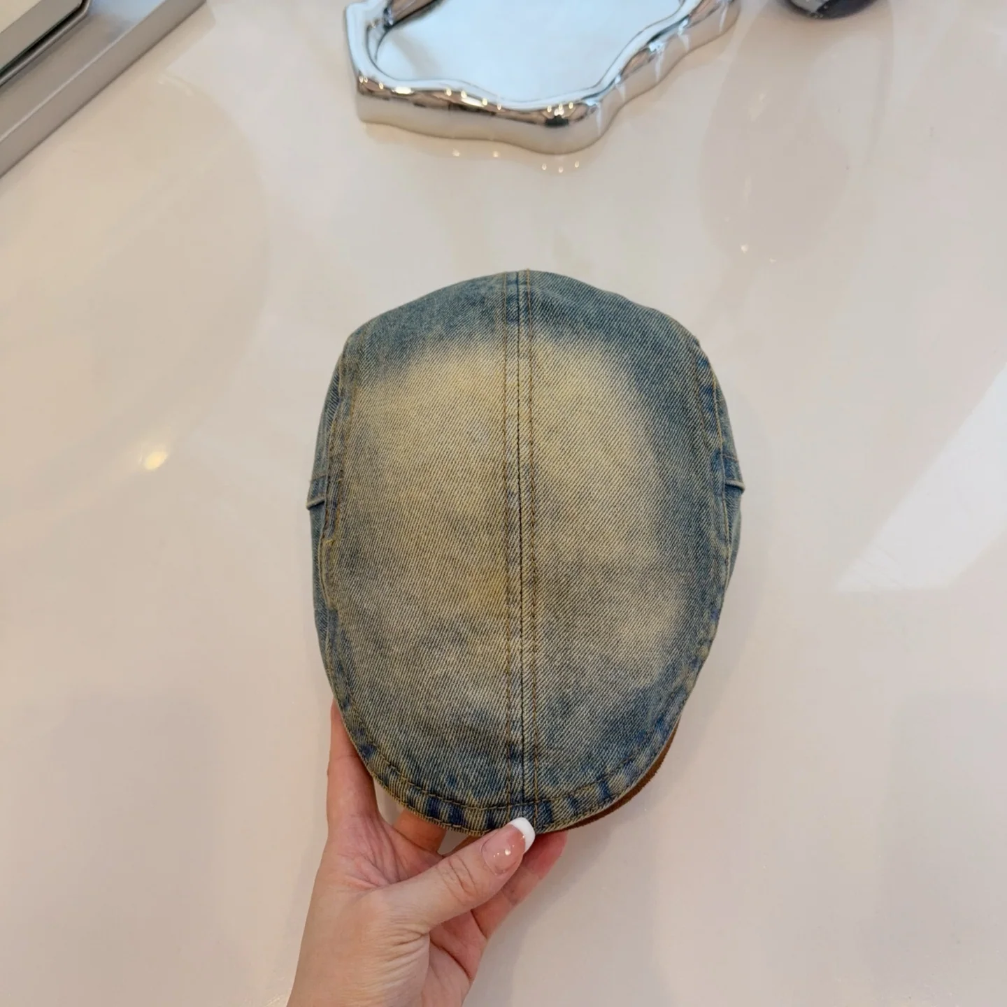프라다 데님 워시드 베레모 모자 상세 이미지 1