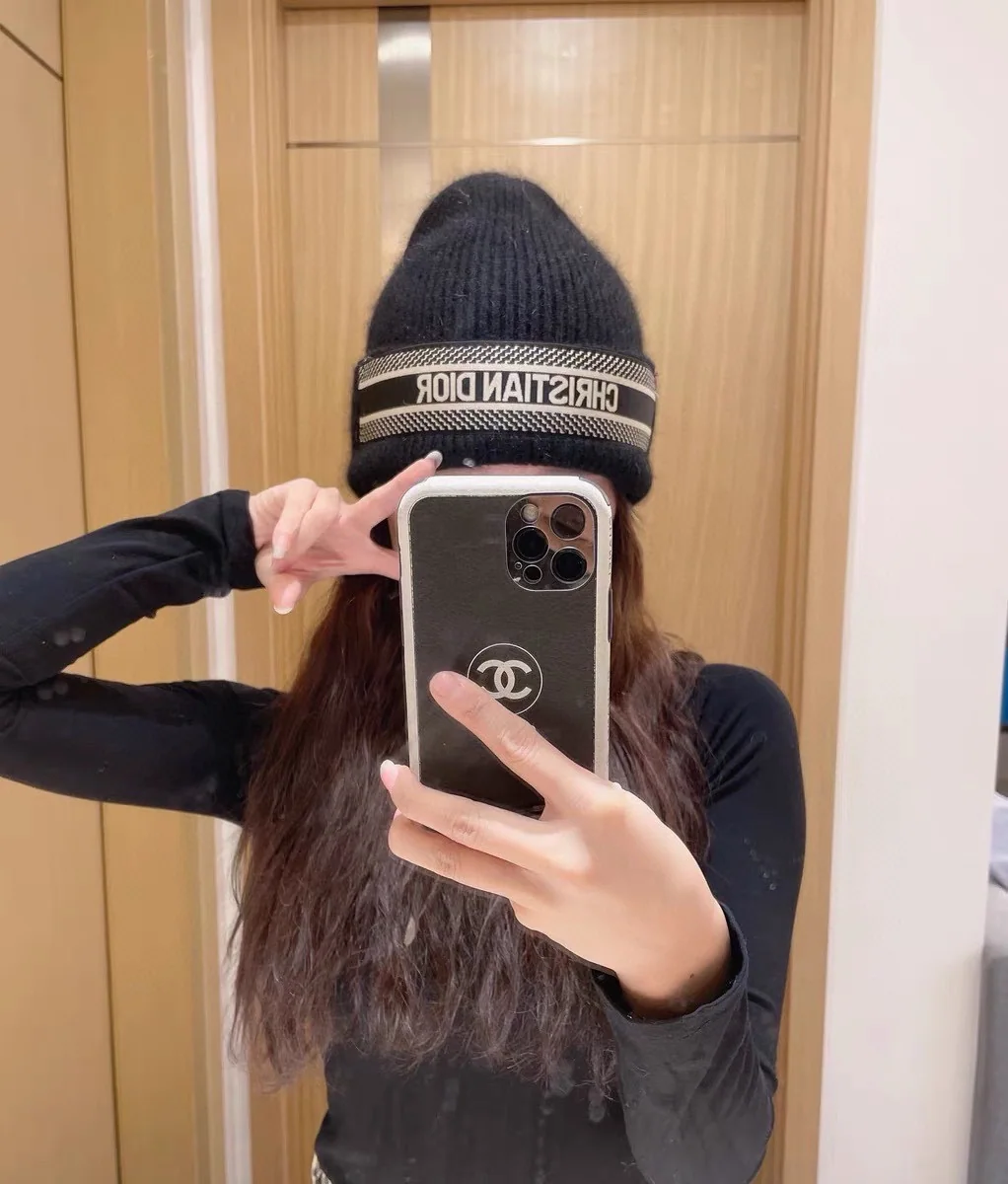 디올 토끼 모피 니트 모자 상세 이미지 1