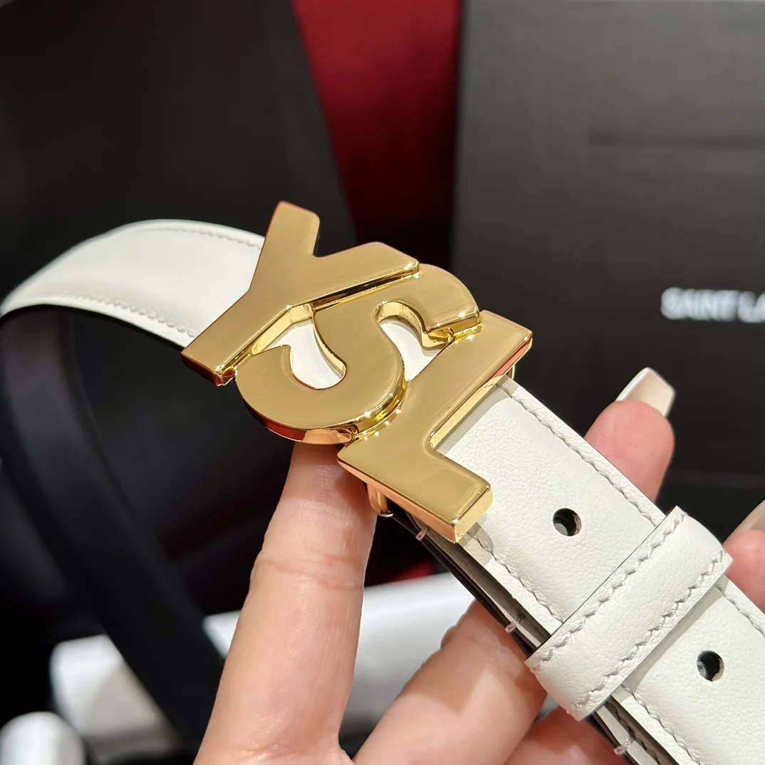 생로랑 YSL 금장 양면 송아지가죽 벨트 상세 이미지 3
