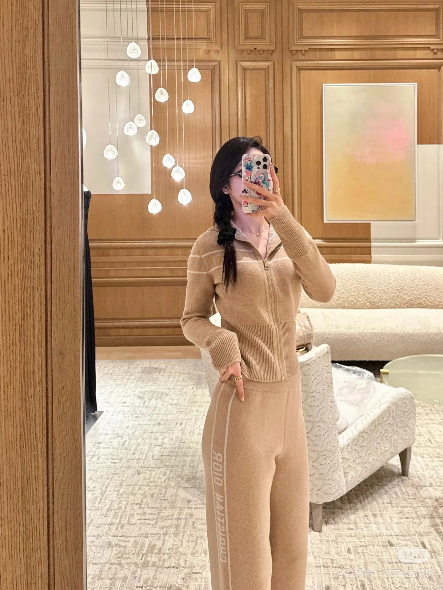 디올 모노그램 레터 후드 리버서블 울 코트 세트 상세 이미지 8