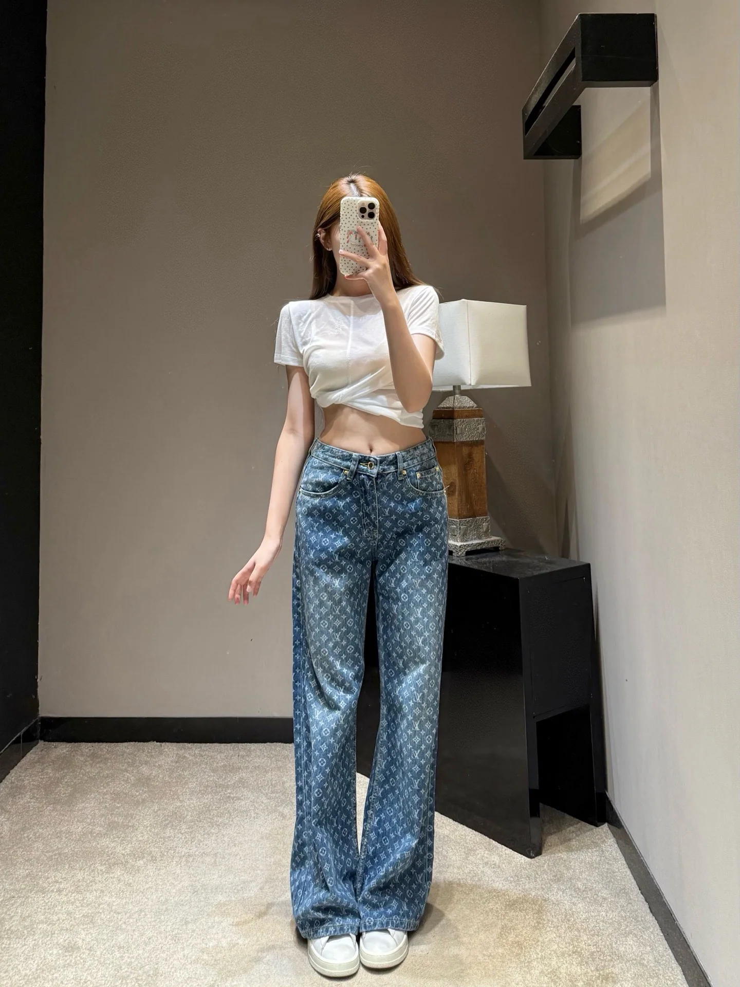 루이비통 모노그램 와이드 레그 데님 바지 상세 이미지 2