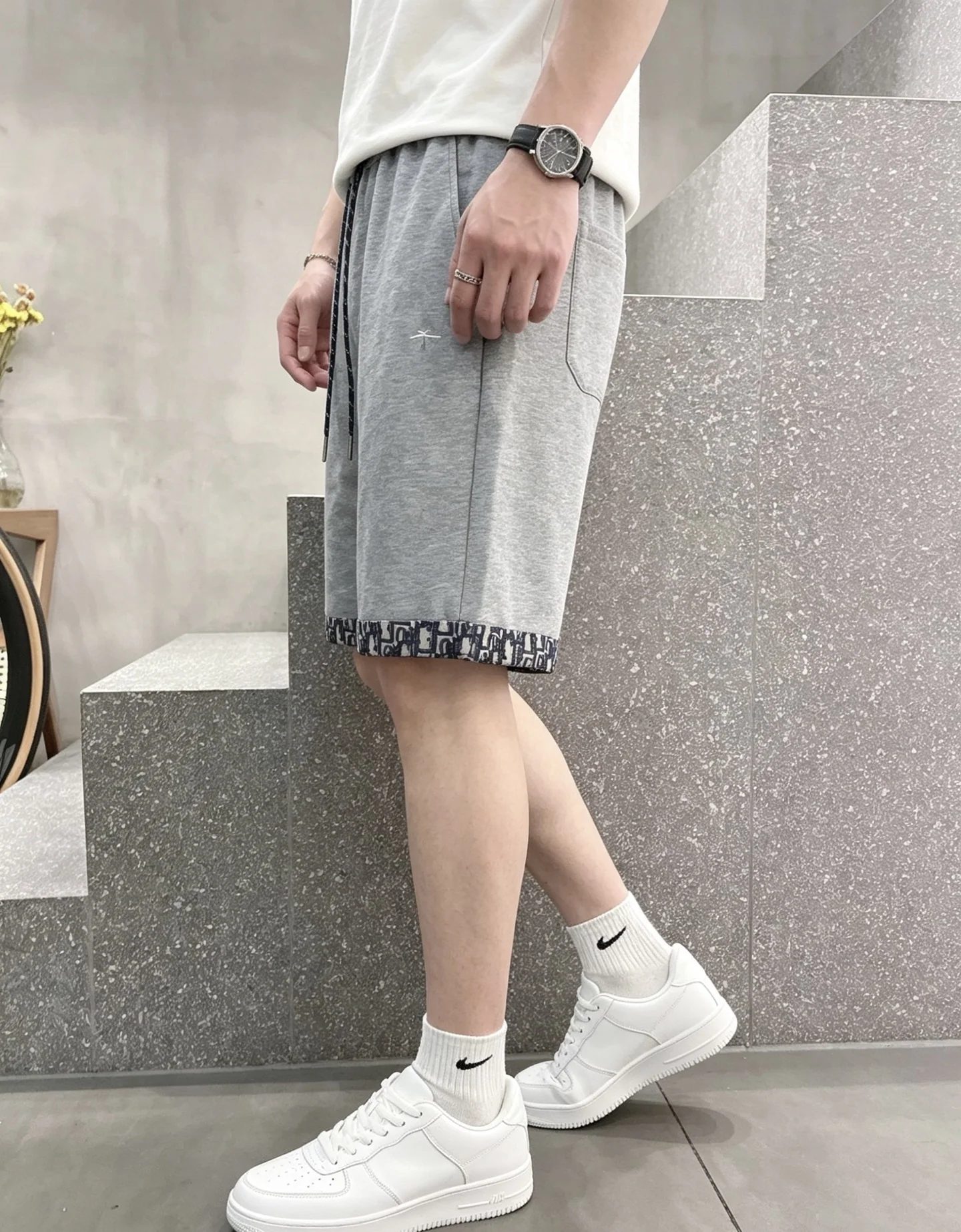디올 남성 고급 코튼 반바지 상세 이미지 9