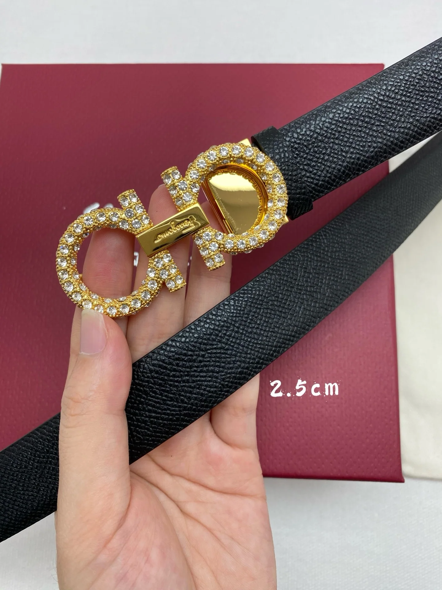 페레가모 간치오 더블 버클 양면 가죽 벨트 상세 이미지 5