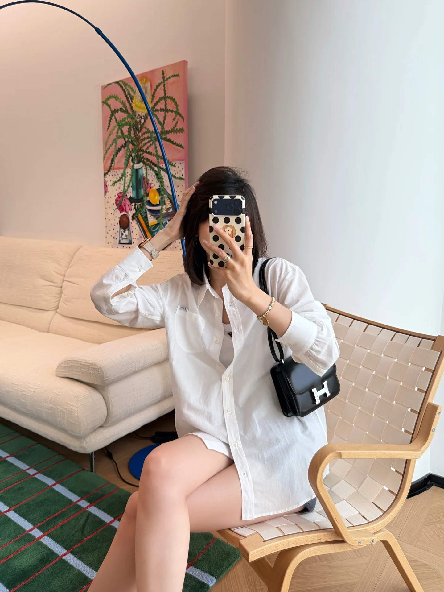 프라다 코튼 린넨 여성 셔츠 상세 이미지 4
