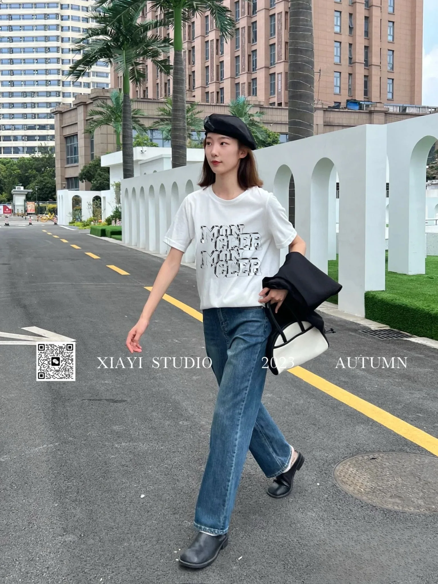 몽클레어 여성 3D 프린트 반팔 셔츠 상세 이미지 5